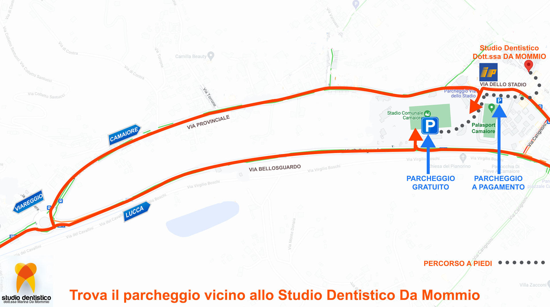Parcheggio gratuito vicino allo Studio Dentistico Da Mommio
